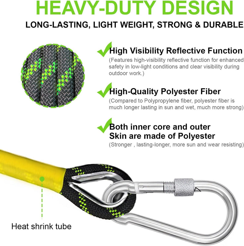 Laden Sie das Bild in Galerie -Viewer, Statisch Touw 10 m x 8 mm met 2 Karabijnhaken – Nylon Outdoor Touw voor Camping, Survival, Vissen en Wandelen
