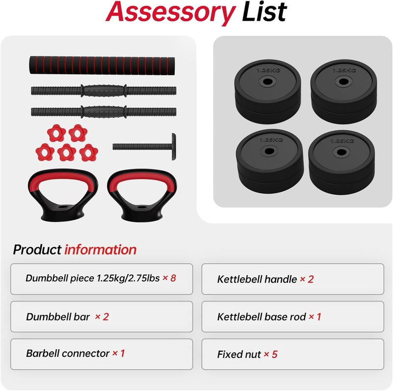 Laad afbeelding in Galerijviewer, Verstelbare dumbbell set 4-in-1 10 kg
