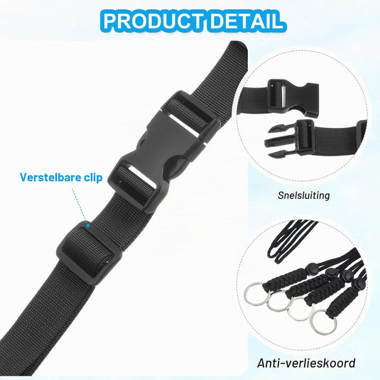 Verstelbare rugzak borstband set met snelgesp en veiligheidskoord – borstriem – outdoor accessoires