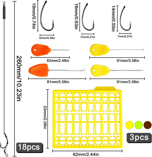 Karpervissen Haken Karpervissen Hair Rigs Boilie Rig Carp Leader Handgemaakte Karper Rigs 18 Stuks Gevlochten Lijn Vishaken met Boilie Stoppers (6#8#10#)