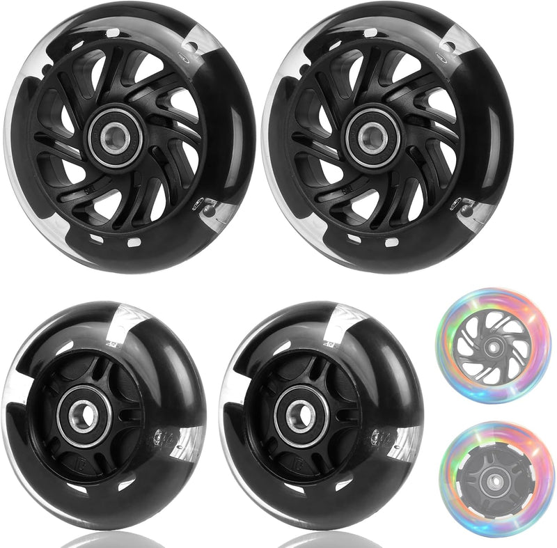 Load image into Gallery viewer, DBREAKS Lichtgevende stuntstep, wielen met ledverlichting, 100 mm, ABEC, 9 kogellagers, hardheid 88A, geschikt voor alle scooters (zwart)
