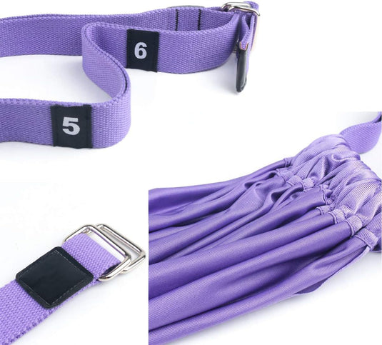 Yogariem, Beenstretcher, Stretchband, Yogariemen Van Polyester Katoen, Inversie Stretch, Oefenband Voor Yoga, Ballet, Pilates, Gymnastiek, Flexibiliteit, Training, Paars, 1