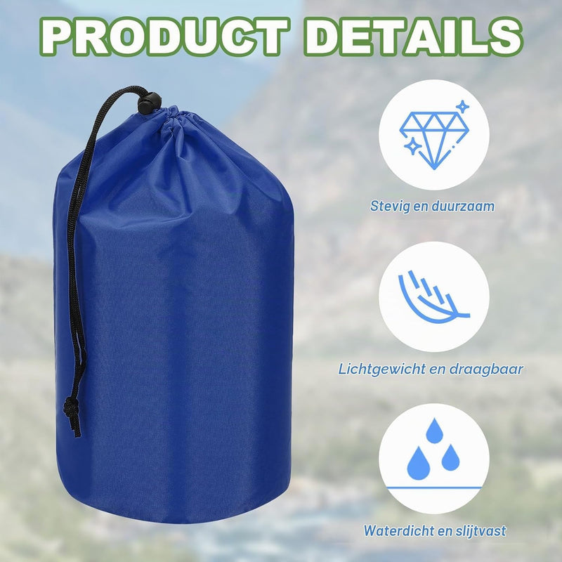 Load image into Gallery viewer, Waterdichte opbergzakken 2 stuks 13 x 25 cm met trekkoord donkergrijs – stuff sacks – camping accessoires
