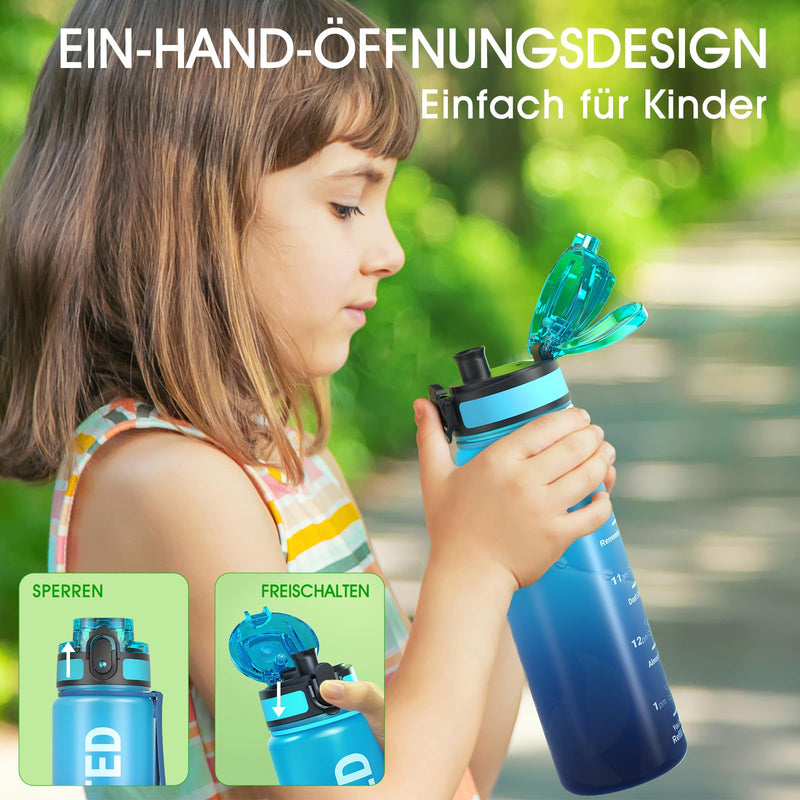 Load image into Gallery viewer, Drinkfles 750 ml BPA-vrij met tijdmarkeringen en lekvrije dop – waterfles – sportfles
