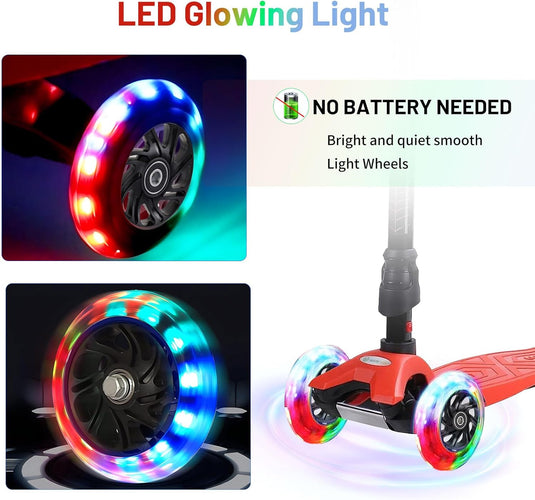DBREAKS Lichtgevende stuntstep, wielen met ledverlichting, 100 mm, ABEC, 9 kogellagers, hardheid 88A, geschikt voor alle scooters (zwart)