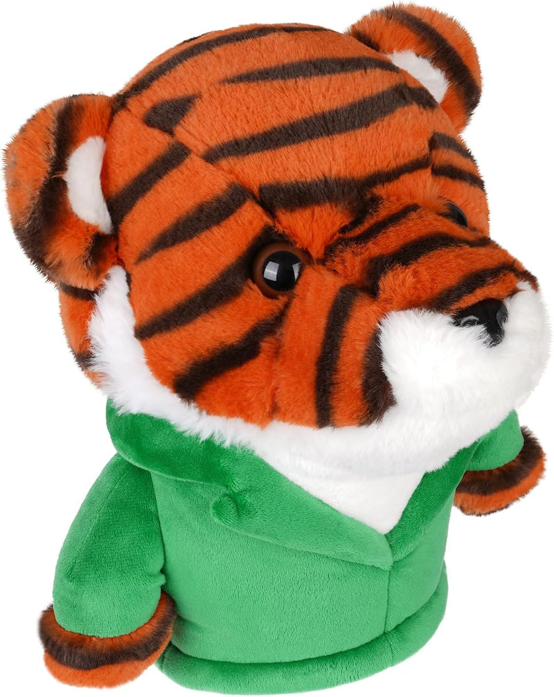 Laden Sie das Bild in Galerie -Viewer, Plüsch-Golfclubhülle mit Tiger in grüner Jacke für Driver bis 460cc – Tier-Headcover – Golfgeschenk
