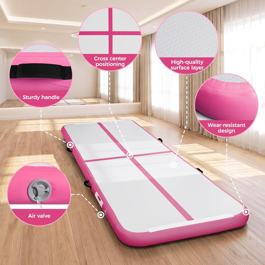 Opblaasbare turnmat 3 m met air roller – 10 cm dik – gymnastiekmat met elektrische pomp voor tumbling en cheerleading
