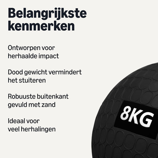 Slam ball met antislip oppervlak en zandvulling 4-12 kg – medicine ball – fitnessbal