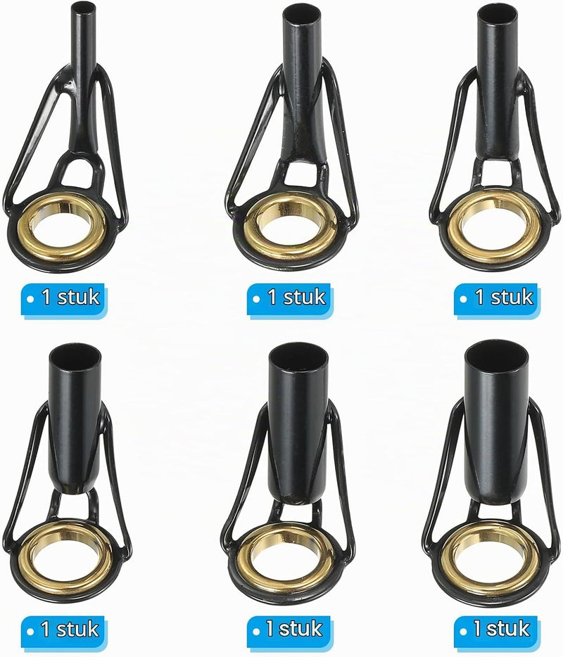 Laden Sie das Bild in Galerie -Viewer, Hengel tip reparatieset (6 stuks) - Roestvrij stalen hengelogen 2-6 mm - Hengeloog vervanging zout- en zoetwater
