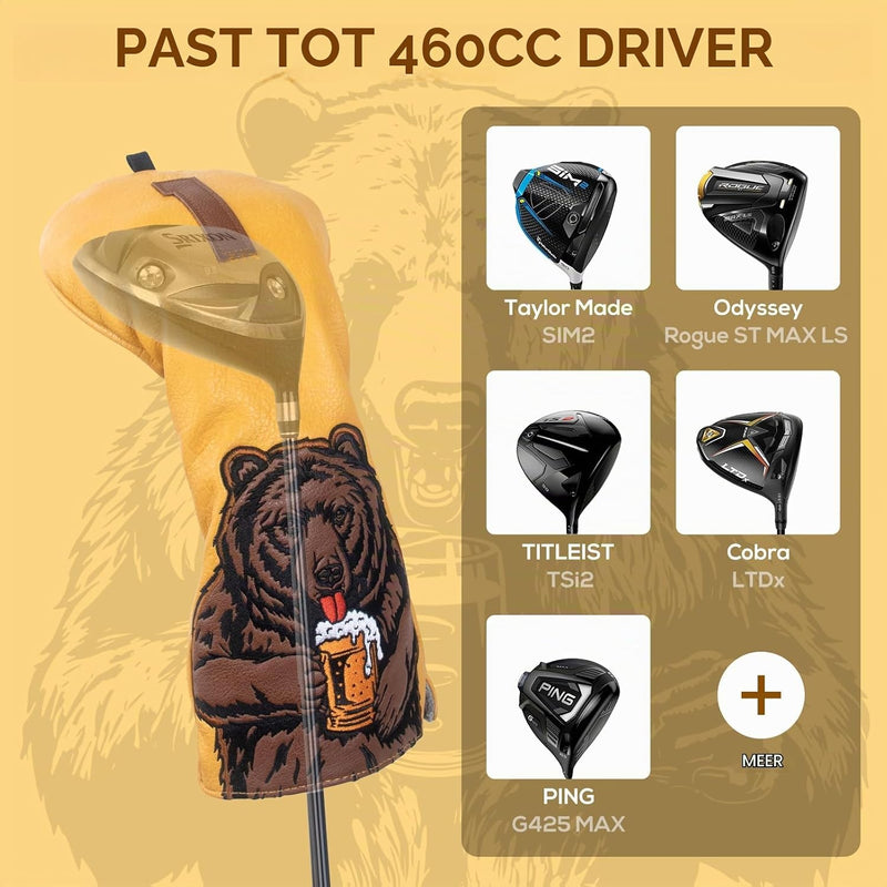 Load image into Gallery viewer, Golfclub beschermhoes met bierdrinkende beer borduurwerk voor drivers tot 460cc – driver headcover – golfartikelen
