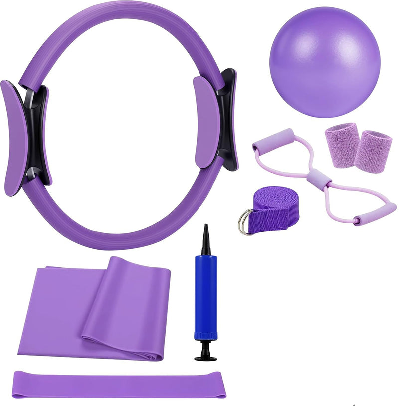 Laad afbeelding in Galerijviewer, Pilates set voor thuis met ring, bal en weerstandsbanden

