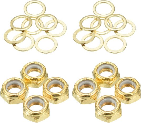 Skateboard borgmoeren set 5/16 inch goud – asmoeren washers en spacers – longboard accessoires