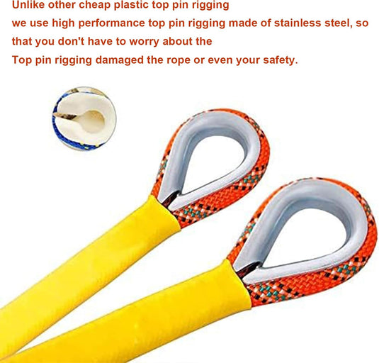 Statisch outdoor touw 10 m x 10 mm – met 2 karabijnhaken voor camping, vissen en survival