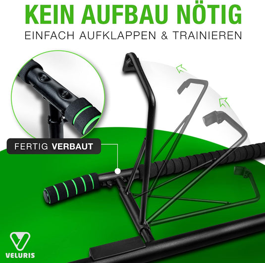 Veluris Optrekstang voor deurkozijnen - Zware optrekstang [tot 200 kg] - Deurstang zonder montage - 20 cm hoger in het kozijn - Ook voor dips en push-ups (rond)