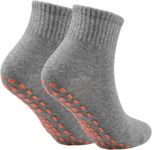 2 paar dames heren antislip grip sokken ABS sport sokken voor yoga pilates barre trampoline fitness vechtsporten ziekenhuis thuis wandelen sokken met handgrepen