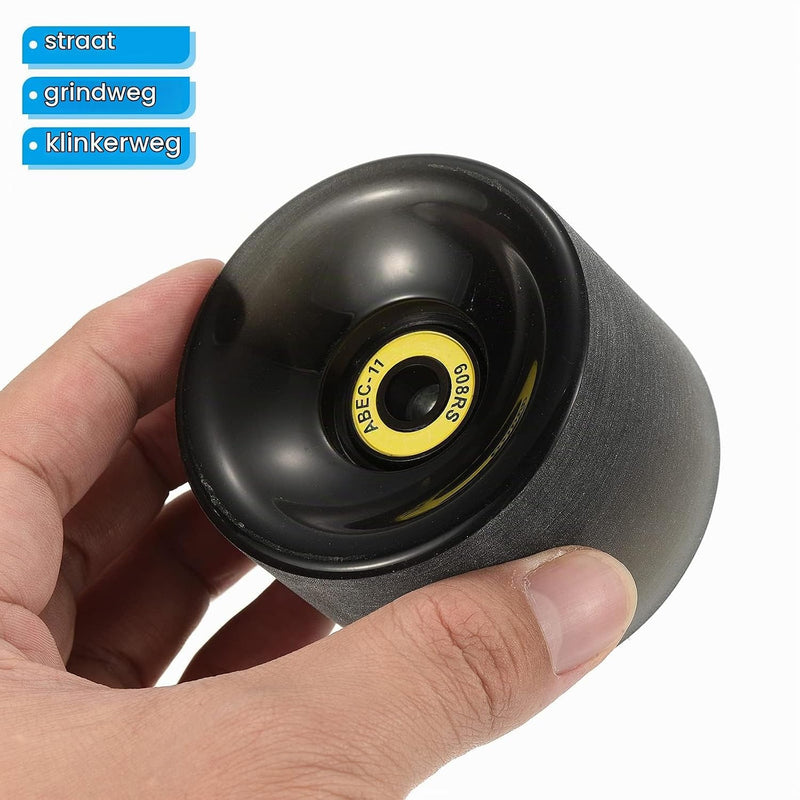 Carica immagine in Galleria Viewer, Longboard wielen 65 x 51 mm 78A met ABEC-11 lagers 4 stuks zwart – cruiser skateboard wielen
