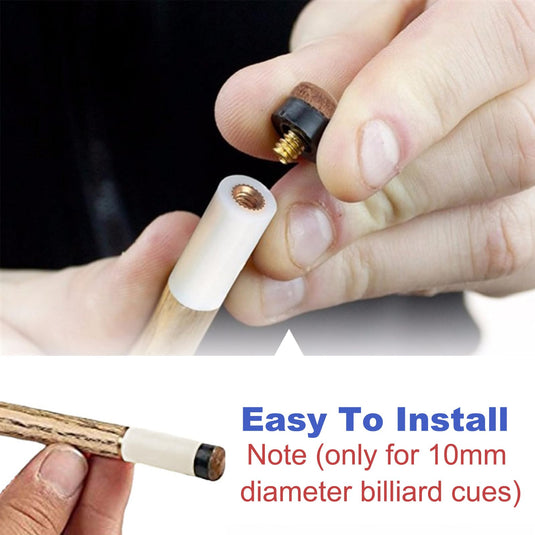 10 sets schroeftips voor zwembadkeer, vervanging van 10 mm, vervanging voor snoeppunten, harde lederen snookertips en plastic zwembadkeu stokhulzen, biljartaccessoires voor zwembad, vrije tijd
