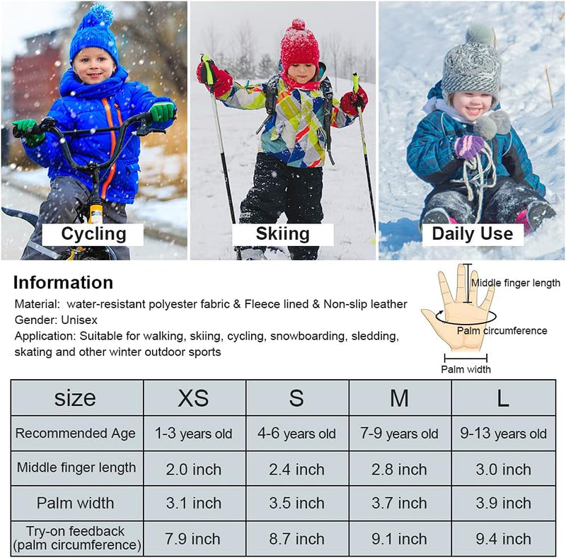 Load image into Gallery viewer, QKURT Skihandschoenen voor kinderen, snowboardhandschoenen, sneeuwhandschoenen, waterdicht en winddicht, winterwanten voor 2-13 jaar, meisjes en jongens, skiën, snowboarden, paardrijden, hardlopen,
