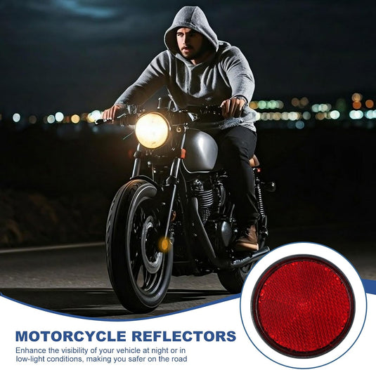 Réflecteurs ronds, 2 pièces, 60 mm, rouges, avec fixation par vis M6 – réflecteurs de sécurité – accessoires pour vélo et moto