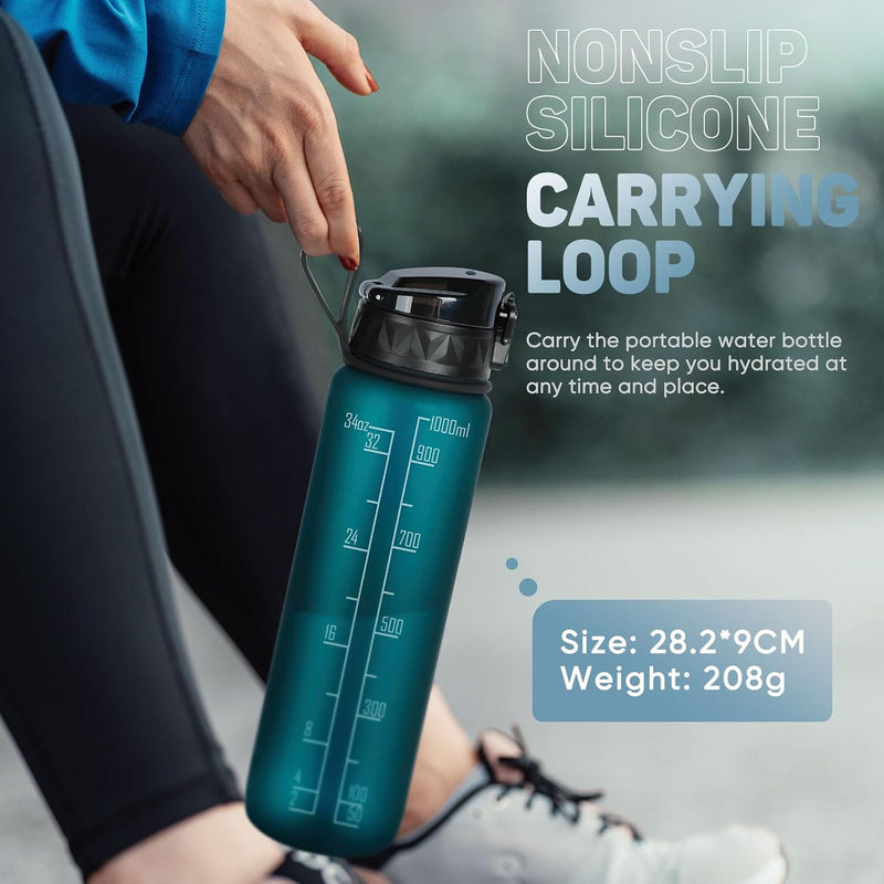 Chargez l'image dans la visionneuse de la galerie, Drinkfles 1 liter BPA-vrij met antislip grip en lekvrije sluiting – waterfles – sportfles
