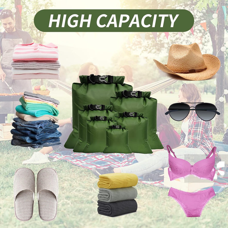 Load image into Gallery viewer, 6-delige waterdichte droge tassen, droge zak, droge zak, draagbare combo-etui met grote capaciteit, snorkeltas, drijftas voor reizen, raften, driften, zwemmen, snorkelen, kamperen, fietsen, vissen, kajakaccessoires
