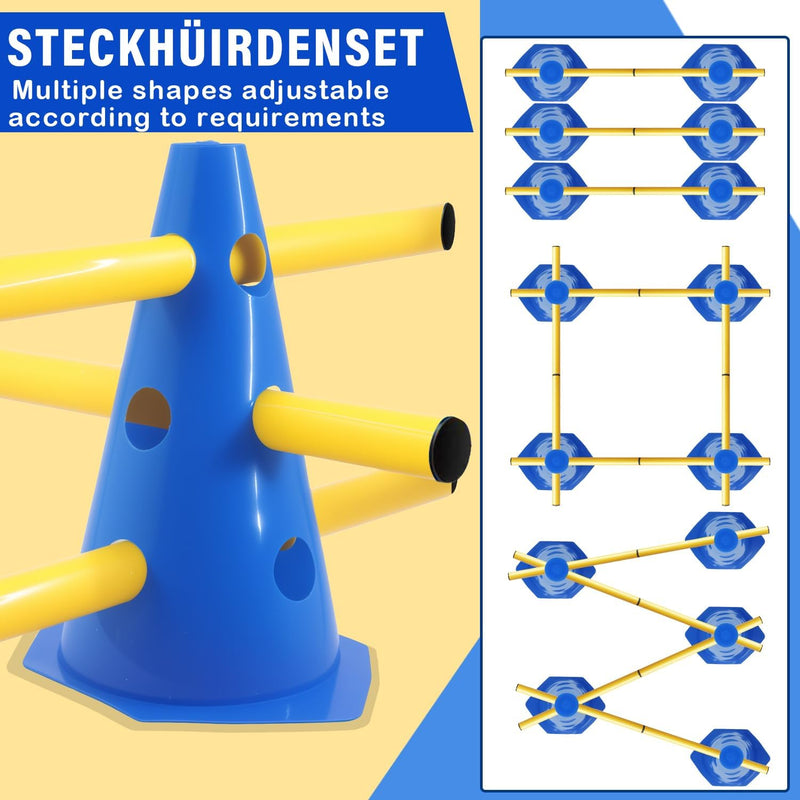 Chargez l'image dans la visionneuse de la galerie, Agility hindernisset met 10 kegels en 5 verstelbare stangen oranje – hondentraining – sporthorden
