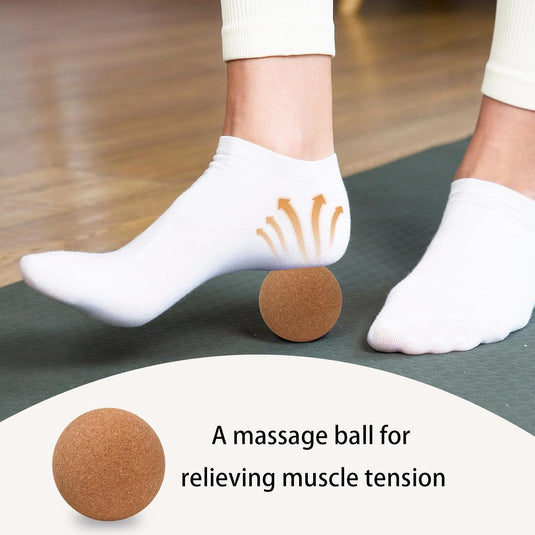 Kurk massageballen set van 2 stuks 6 cm
