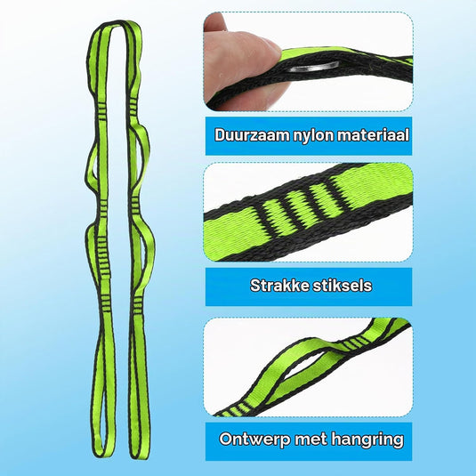 Daisy chain ophangbanden 2 stuks 110 x 1,6 cm zwart met 8 lussen – verstelbare ophangriemen – aerial yoga accessoires