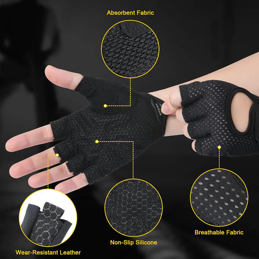 Gymhandschoenen met antislip grip en padding