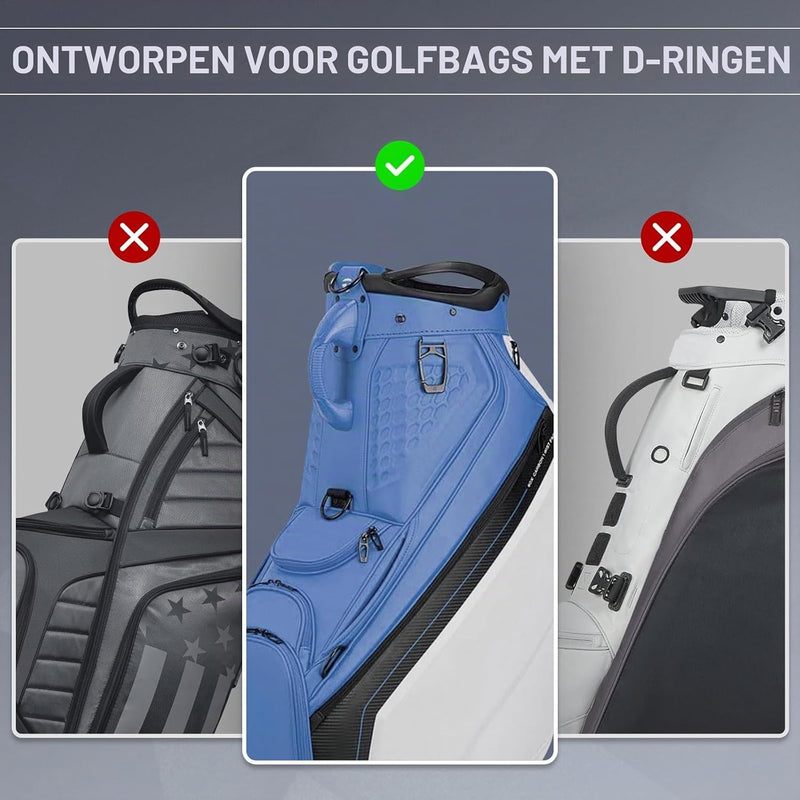 Laden Sie das Bild in Galerie -Viewer, Verstelbare golftas schouderriem met gewatteerde draagband en metalen clips – draagriem – golftas accessoires
