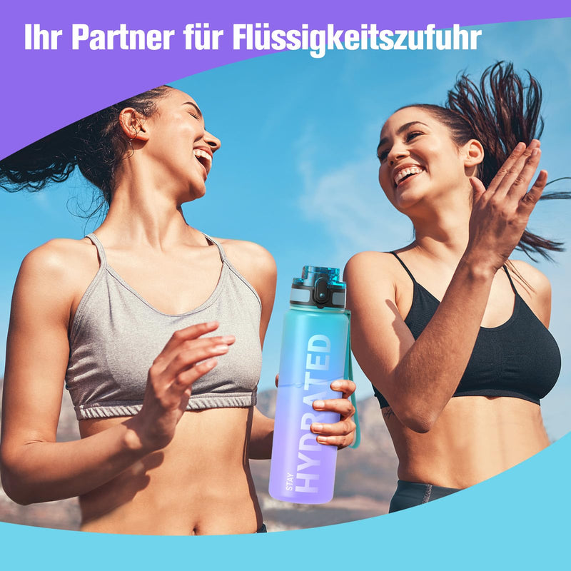 Load image into Gallery viewer, Drinkfles 750 ml BPA-vrij met tijdmarkeringen en lekvrije dop – waterfles – sportfles
