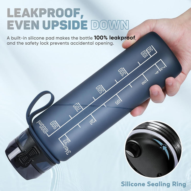 Chargez l'image dans la visionneuse de la galerie, Drinkfles 1 liter BPA-vrij met antislip grip en lekvrije sluiting – waterfles – sportfles
