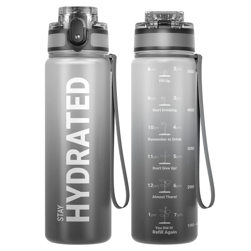 Load image into Gallery viewer, Drinkfles 750 ml BPA-vrij met tijdmarkeringen en lekvrije dop – waterfles – sportfles
