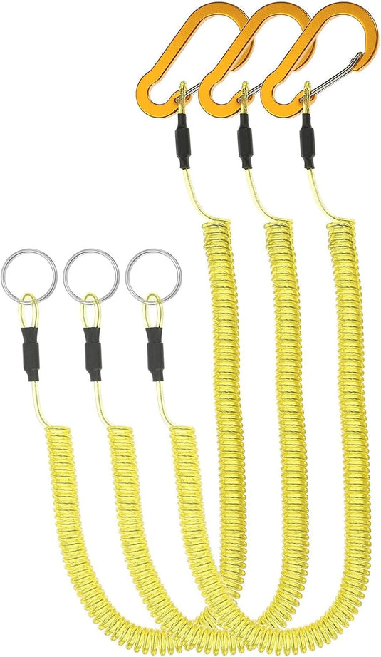 Spiraalkoorden 3 stuks uitschuifbaar tot 150 cm met clip groen – veiligheidslijnen – outdoor accessoires