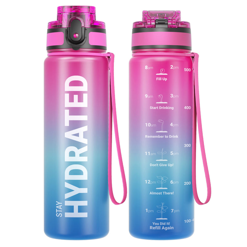 Load image into Gallery viewer, Drinkfles 750 ml BPA-vrij met tijdmarkeringen en lekvrije dop – waterfles – sportfles
