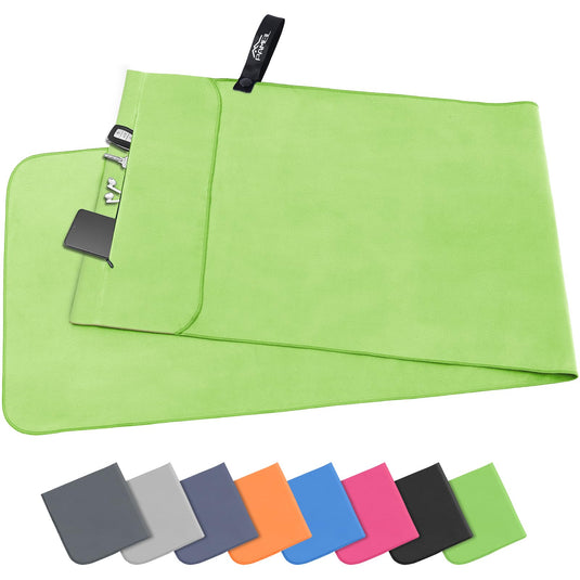 Fitnesshanddoek Microvezel 120x50 cm Sneldrogend met Ritsvak – Sporthanddoek – Reishanddoek