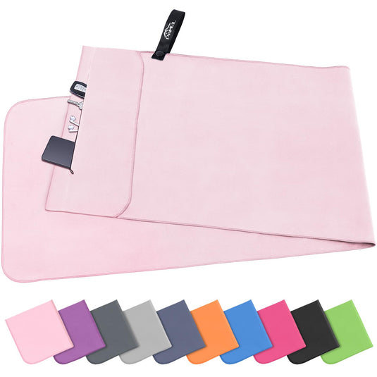 Fitnesshanddoek Microvezel 120x50 cm Sneldrogend met Ritsvak – Sporthanddoek – Reishanddoek