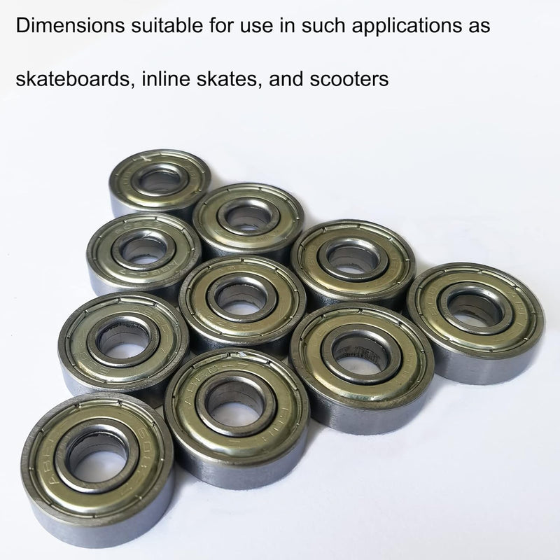 Load image into Gallery viewer, Tonmp 100 PCS 608-ZZ Ball Bearing - Double Metal Sealed Shielded Miniature Deep Groove Bearings for Furniture Wheel,Skateboards, Inline Skates, Scooters, Roller Blade Skates (8mm x 22mm x 7mm)
