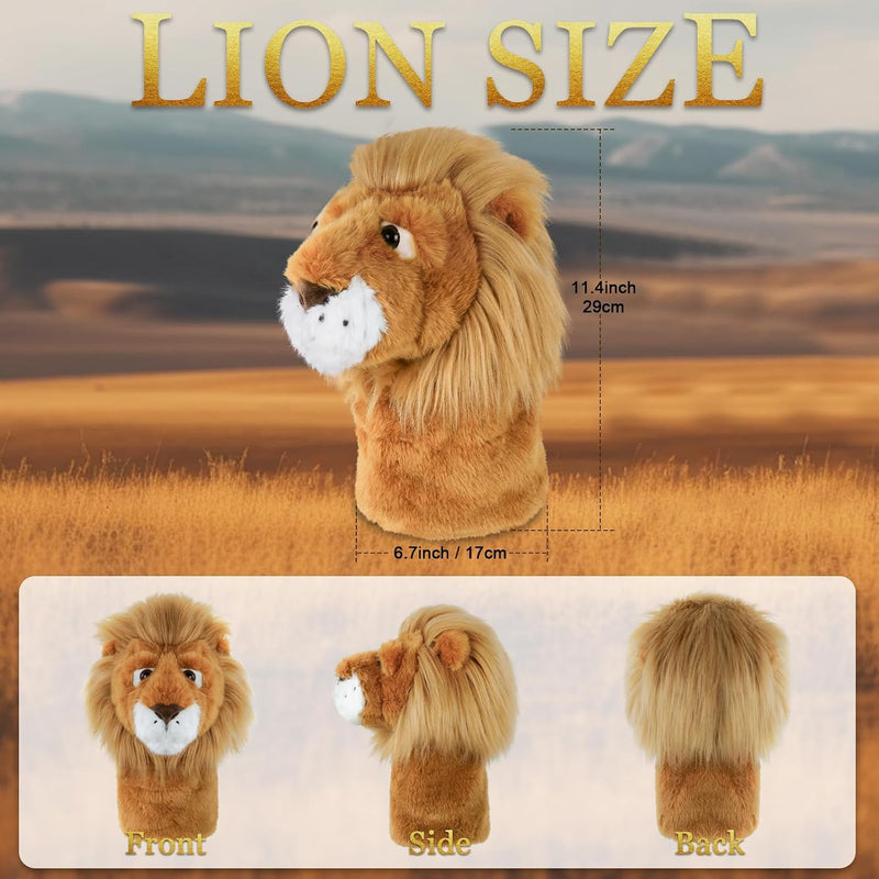 Load image into Gallery viewer, Golfclubhoes leeuw voor driver en wood, pluche headcover, golfcadeau
