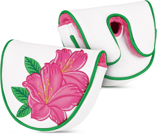 Golf putter beschermhoes met bloemenborduurwerk en magneetsluiting voor hamerputters – mallet headcover – golfuitrusting