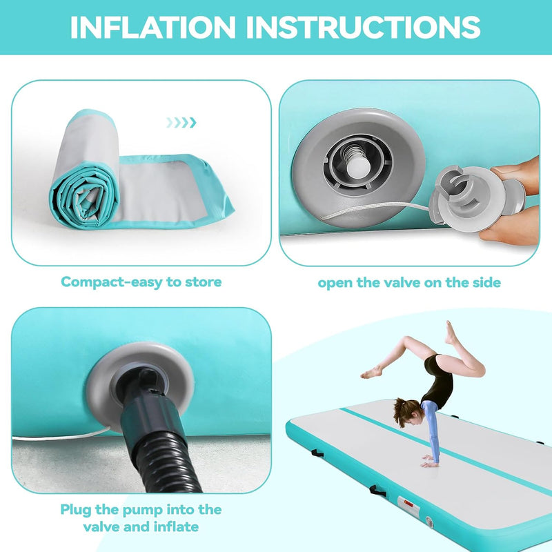 Laden Sie das Bild in Galerie -Viewer, Opblaasbare airtrack 3-6 m – turnmat 10/20 cm met elektrische pomp – voor gymnastiek, tumbling, yoga en taekwondo
