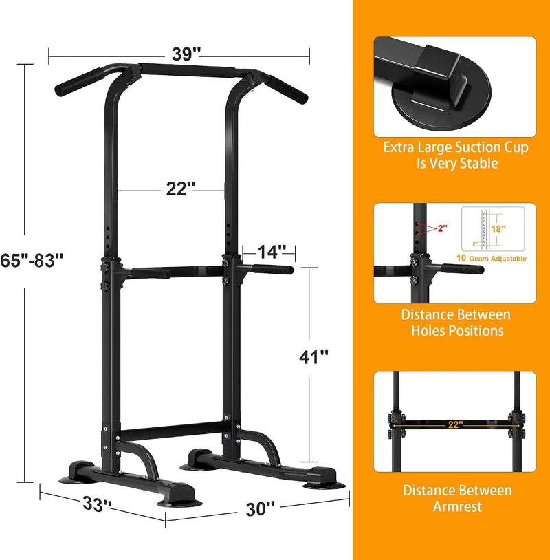 Load image into Gallery viewer, Adjustable power tower 165-210 cm with pull-up bar and dip station – power tower – fitness frame

