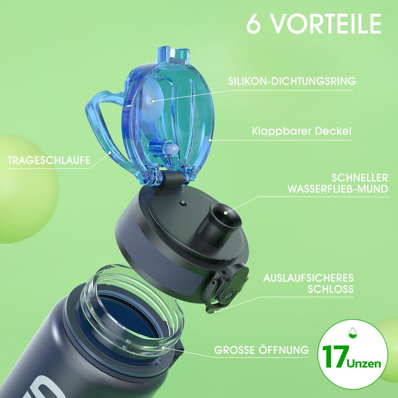 Load image into Gallery viewer, Drinkfles 750 ml BPA-vrij met tijdmarkeringen en lekvrije dop – waterfles – sportfles
