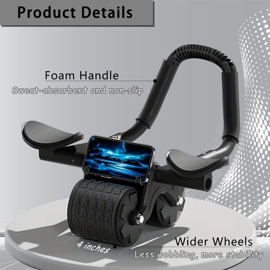 Ab roller met elleboogsteun automatische terugslag en dubbele wielen – buikspiertrainer – ab wheel