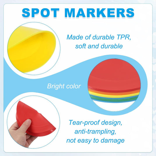 Vloermarkers 10 stuks 15,5 cm antislip wit – platte trainingskegels – voetbal basketbal accessoires