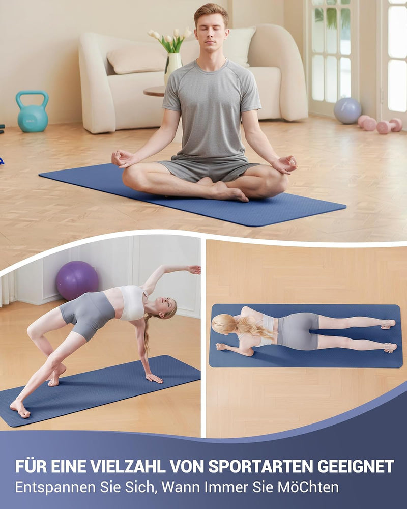 Laad afbeelding in Galerijviewer, Good Nite Yogamat, Gymnastiek, Pilates Oefenmat voor vrouwen, antislip, dik 6 mm met draagriem, Tpe, 183 x 61 x 0,6 cm
