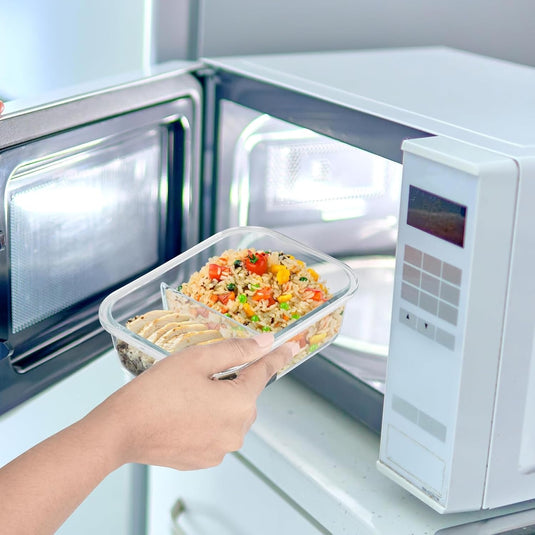 Glazen meal prep bakjes set van 5 met 2 vakken