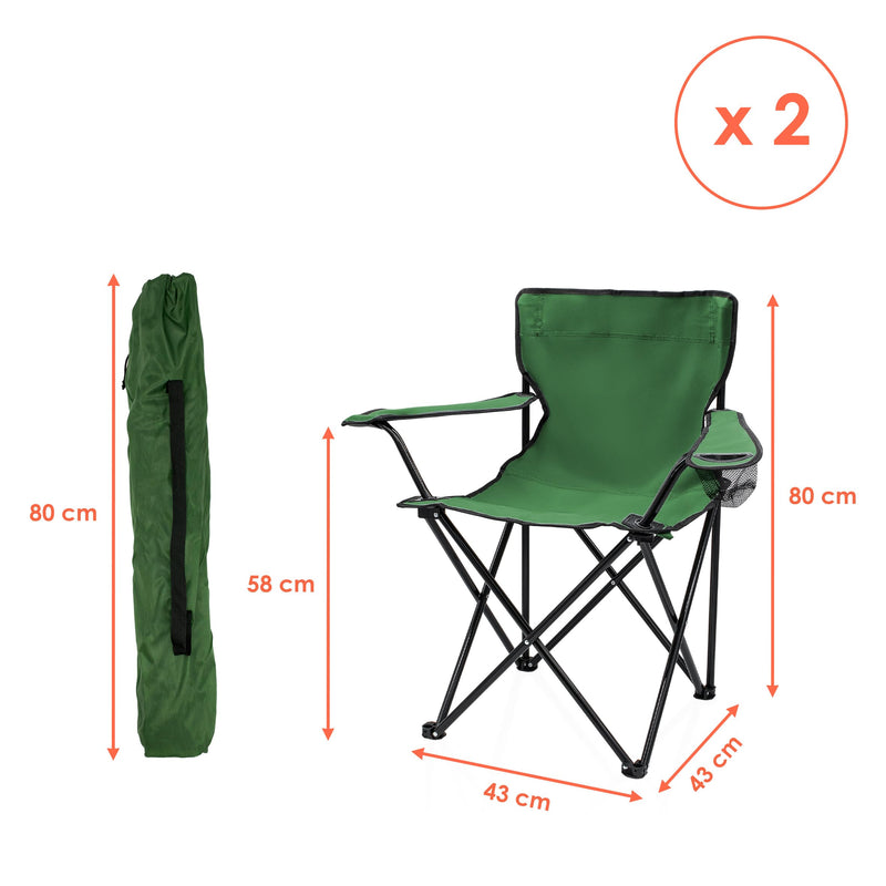 Chargez l'image dans la visionneuse de la galerie, Campingstoelen Opvouwbaar 2 Stuks met Bekerhouder tot 100 kg – Vouwstoel – Kampeerstoel
