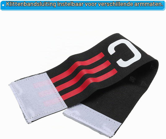 Aanvoerdersband verstelbaar zwart-rozerood – elastische captain armband – voetbal accessoires