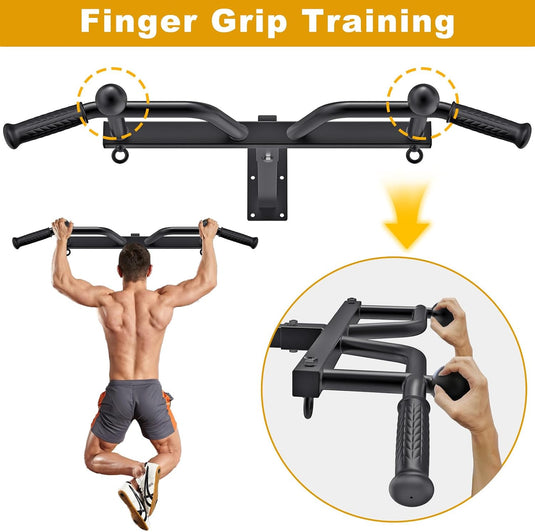 Ceiling-mounted pull-up bar with pulley system and multiple grip positions – pull-up bar – cable trainer